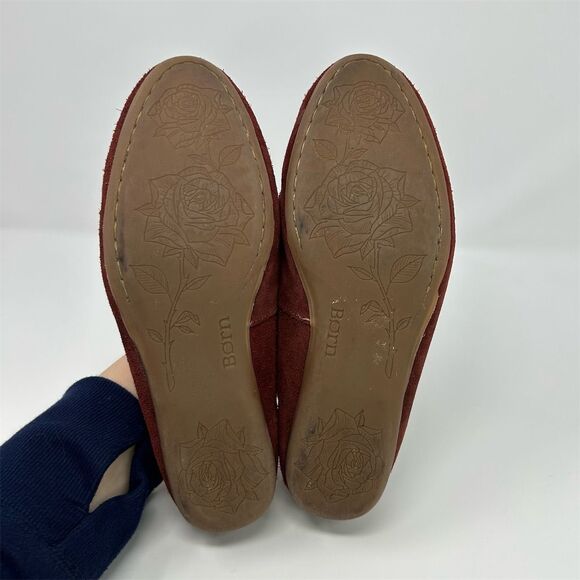 Born Women's Suede Loafers Size 8 Brick Red Slip-On Casual Shoes Comfort - Picture 10 of 15